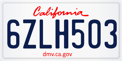 CA license plate 6ZLH503