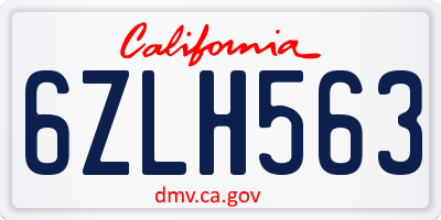 CA license plate 6ZLH563