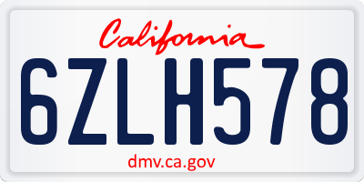 CA license plate 6ZLH578