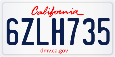 CA license plate 6ZLH735