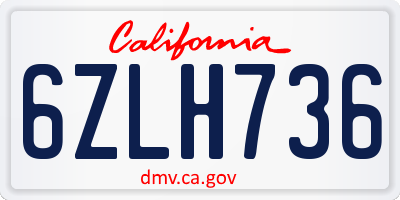 CA license plate 6ZLH736