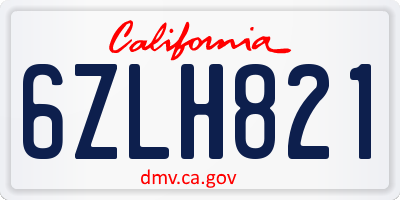 CA license plate 6ZLH821