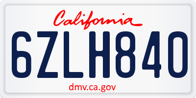 CA license plate 6ZLH840