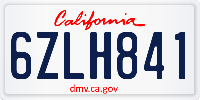 CA license plate 6ZLH841