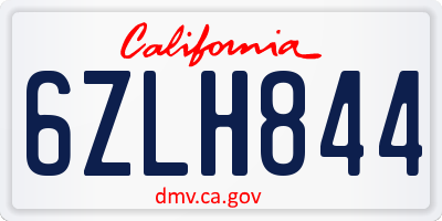 CA license plate 6ZLH844