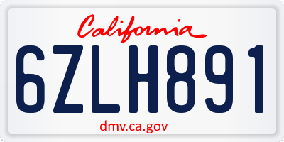 CA license plate 6ZLH891
