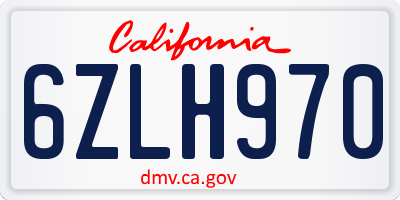 CA license plate 6ZLH970