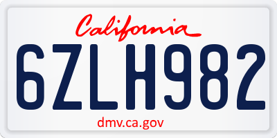 CA license plate 6ZLH982