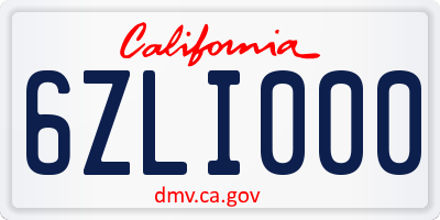 CA license plate 6ZLI000