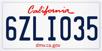 CA license plate 6ZLI035