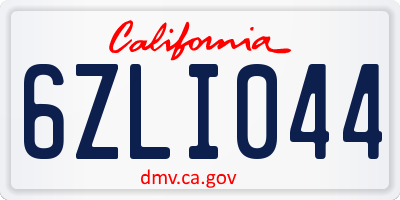 CA license plate 6ZLI044