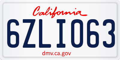 CA license plate 6ZLI063