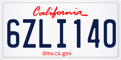 CA license plate 6ZLI140