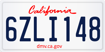 CA license plate 6ZLI148