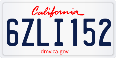 CA license plate 6ZLI152