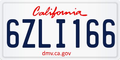 CA license plate 6ZLI166