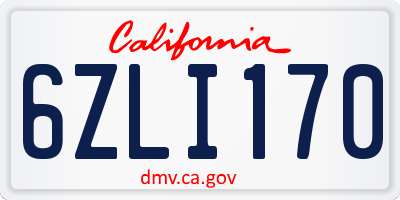 CA license plate 6ZLI170