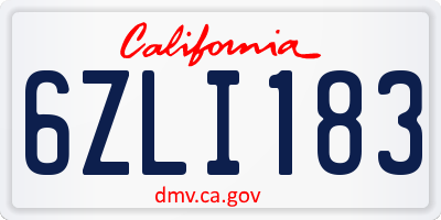 CA license plate 6ZLI183