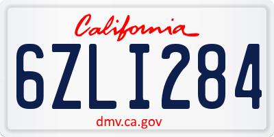 CA license plate 6ZLI284