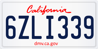 CA license plate 6ZLI339