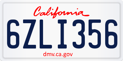 CA license plate 6ZLI356