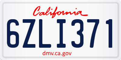 CA license plate 6ZLI371