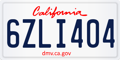 CA license plate 6ZLI404