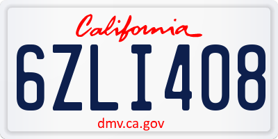 CA license plate 6ZLI408