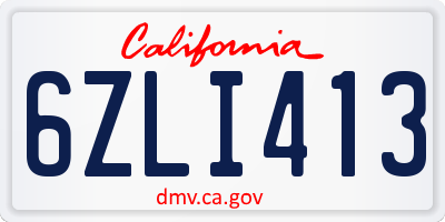 CA license plate 6ZLI413
