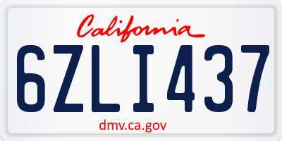 CA license plate 6ZLI437