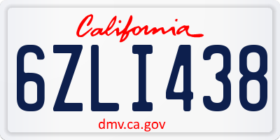 CA license plate 6ZLI438