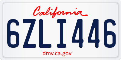 CA license plate 6ZLI446