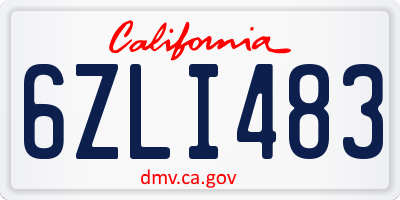 CA license plate 6ZLI483