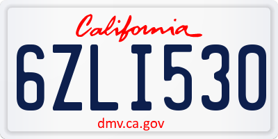 CA license plate 6ZLI530
