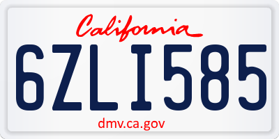 CA license plate 6ZLI585