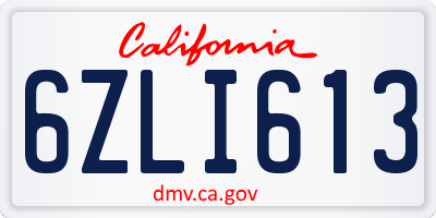 CA license plate 6ZLI613