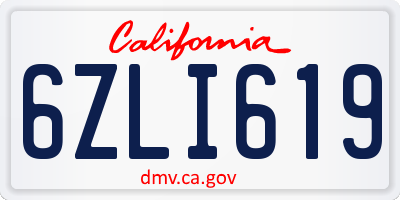 CA license plate 6ZLI619