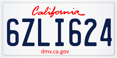 CA license plate 6ZLI624
