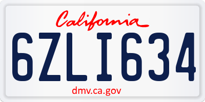 CA license plate 6ZLI634