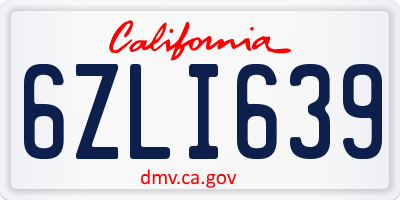 CA license plate 6ZLI639