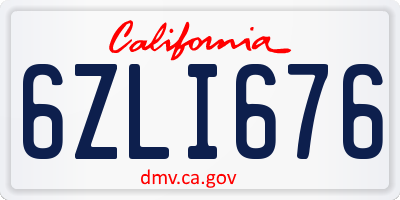 CA license plate 6ZLI676