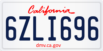 CA license plate 6ZLI696