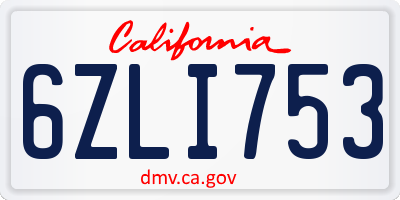CA license plate 6ZLI753