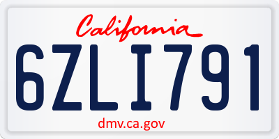 CA license plate 6ZLI791