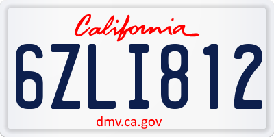 CA license plate 6ZLI812