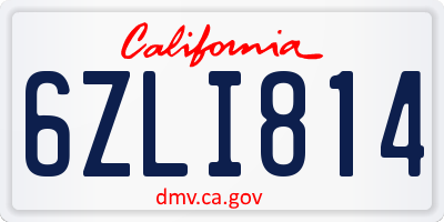 CA license plate 6ZLI814