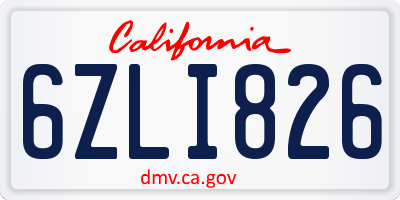 CA license plate 6ZLI826