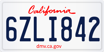CA license plate 6ZLI842