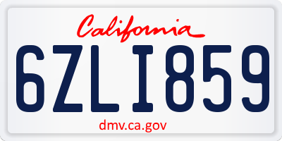 CA license plate 6ZLI859