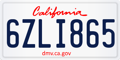 CA license plate 6ZLI865